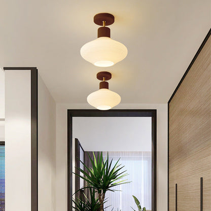 Japandi Plafondlamp Hout & Glas – Natuurlijke Elegantie voor Hal, Woonkamer en Slaapkamer