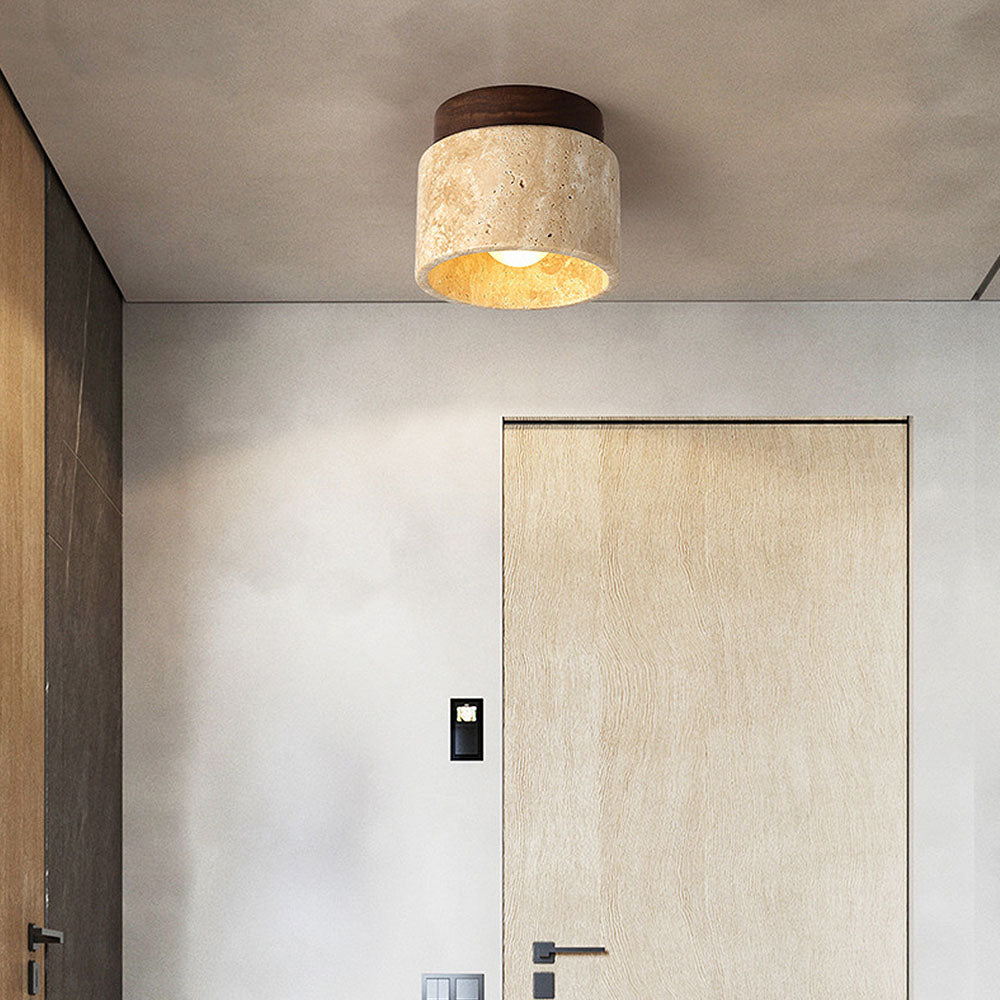 Cilestic Plafondlamp Travertin Hout E27/E26 Beige Hal Slaapkamer Woonkamer Scandinavisch Modern Design Natuurlijke Plafondverlichting
