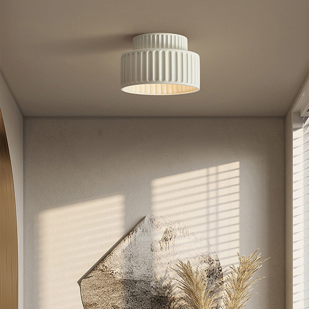 Plafondlamp Geribbeld Resin E27 Wit Compact Modern Interieur Woonkamer Keuken Slaapkamer Retro Design Plafonnière
