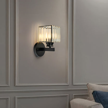 Wandlamp Glas Metaal Zwart 24cm Wandverlichting Woonkamer Slaapkamer Moderne Wandlamp Transparante Kap Accentverlichting