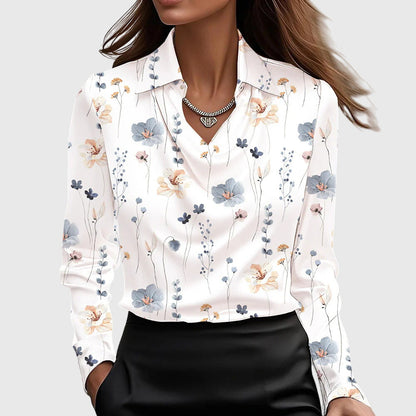 Dames Blouse Lange Mouwen Met Draperie Elegant Design