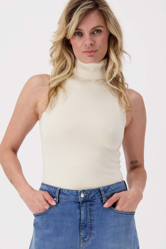 Dames Trui Gebreid Mouwloos Geribbeld Col Model - StudioMarella