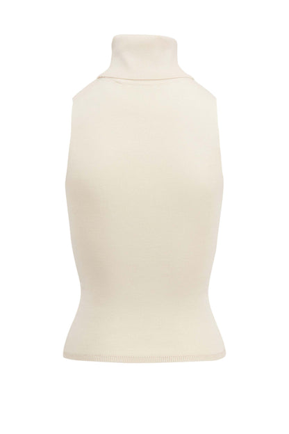 Dames Trui Gebreid Mouwloos Geribbeld Col Model