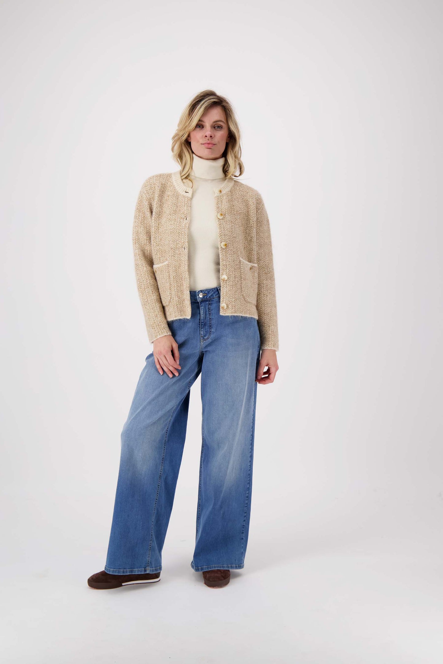 Dames Trui Gebreid Mouwloos Geribbeld Col Model