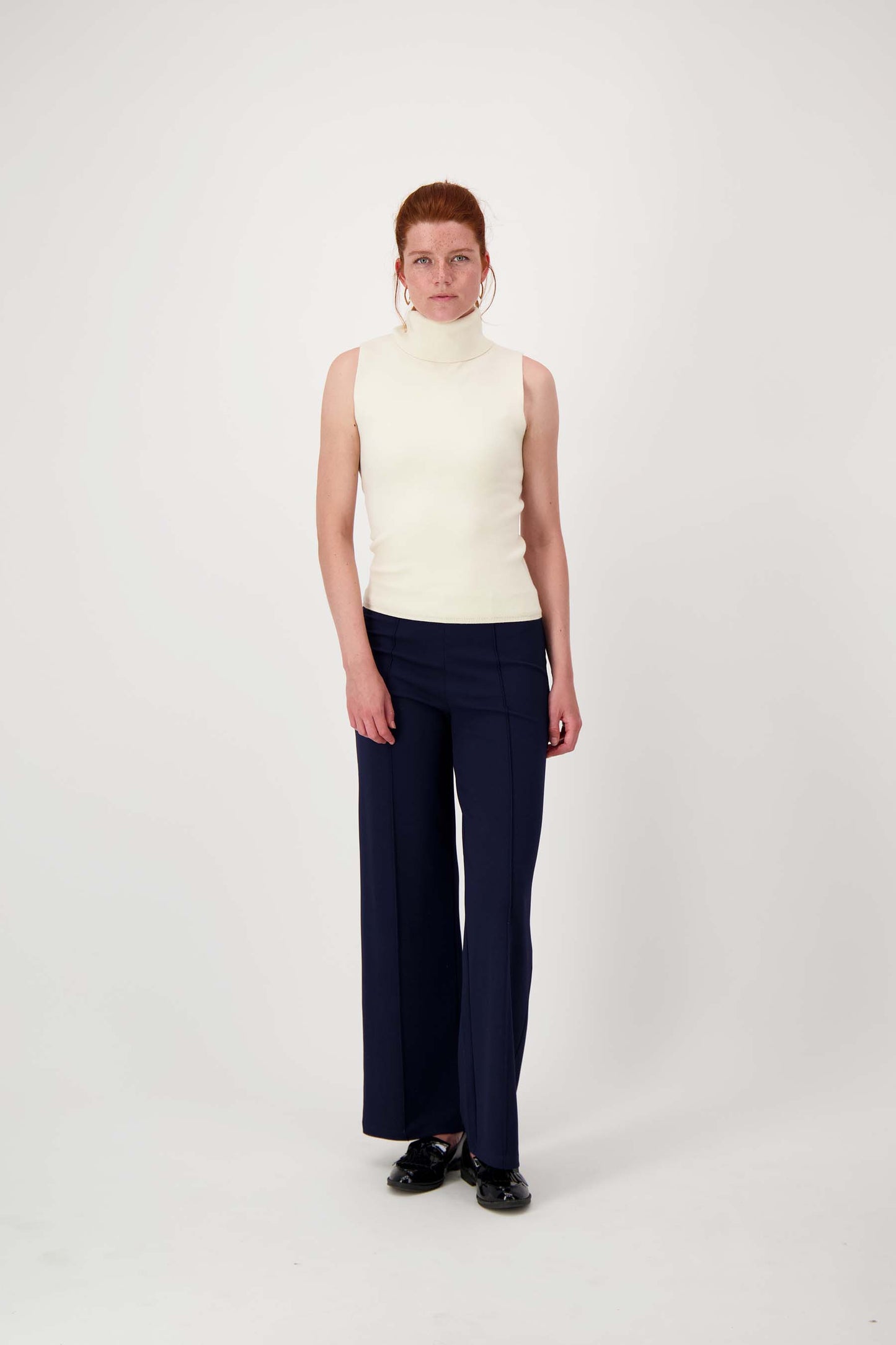 Dames Trui Gebreid Mouwloos Geribbeld Col Model