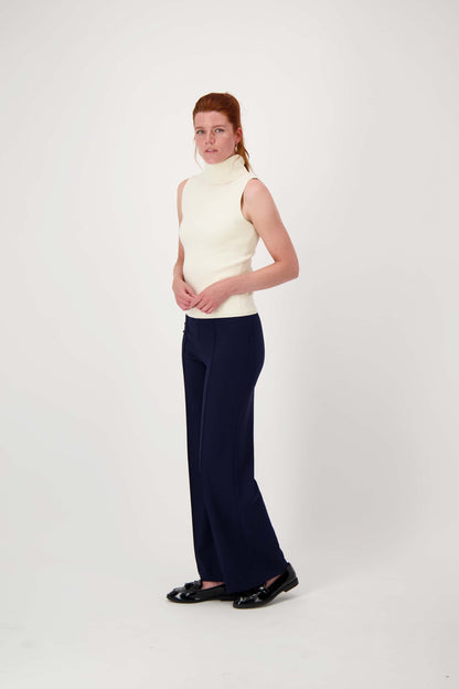 Dames Trui Gebreid Mouwloos Geribbeld Col Model