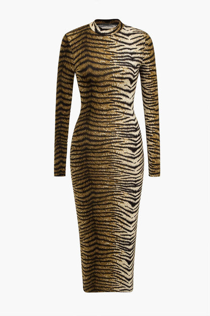 Jurk Luipaard Print Midi Stijlvolle Jurk voor Vrouw