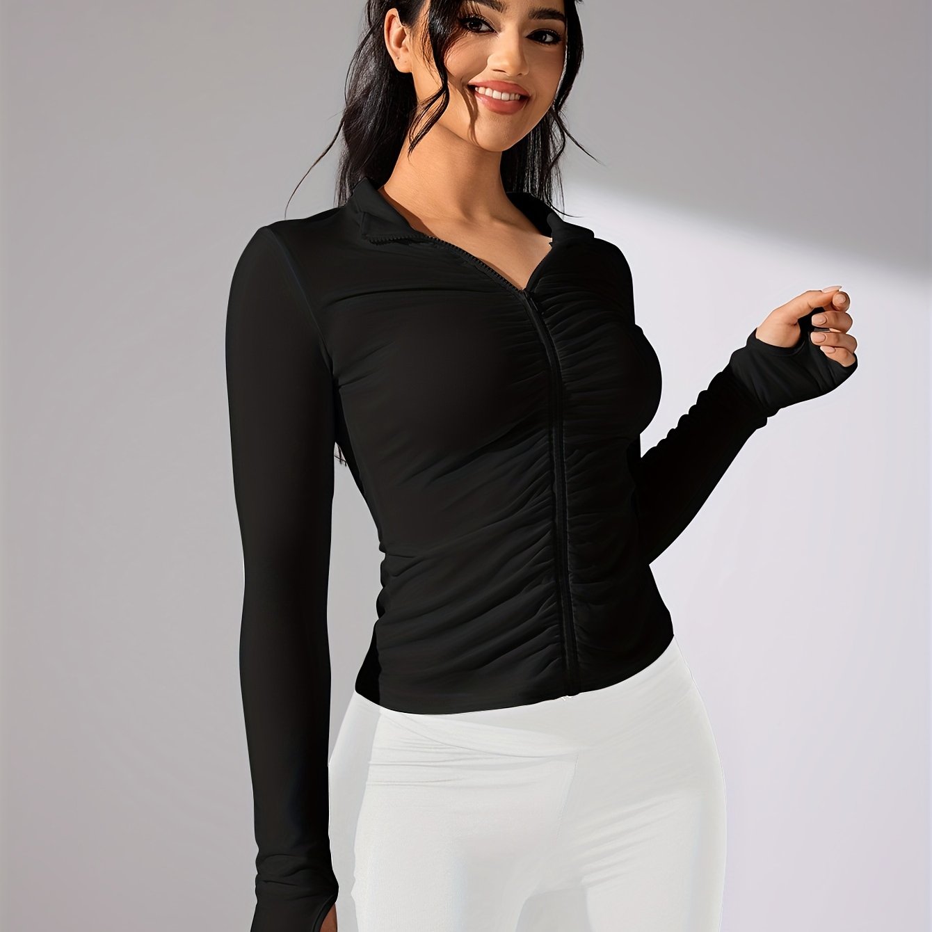 Vrouwelijke Sportjack Lange Mouwen Casual Stijl → Sportjack Vrouw Lange Mouwen Waterdicht Casual