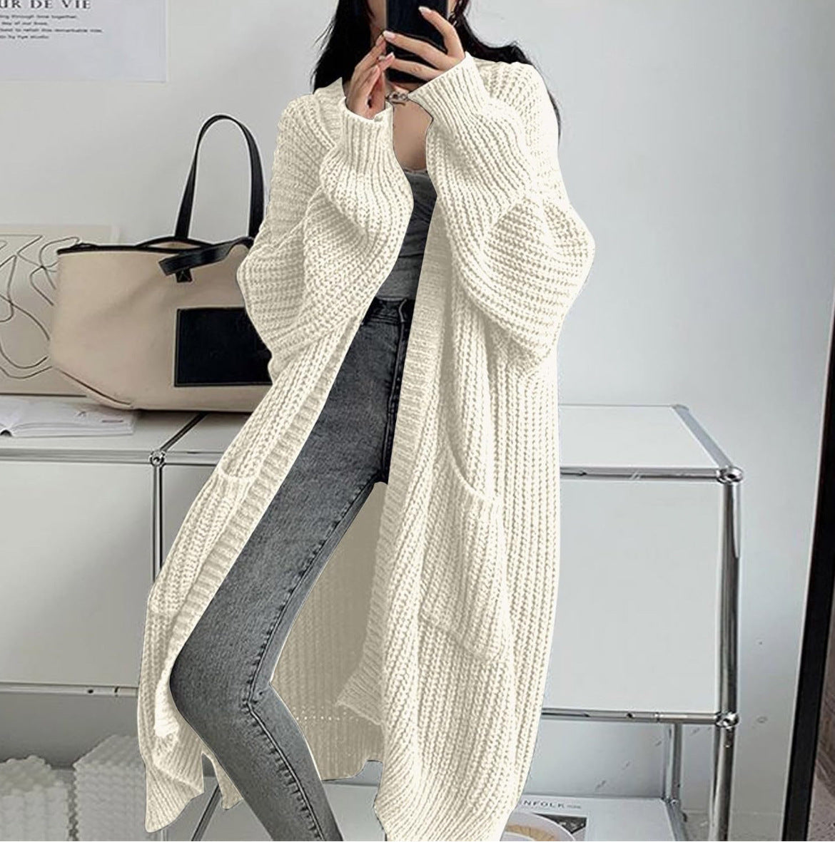 Dames Vest Lange Gebreide Stijlvol Trendy