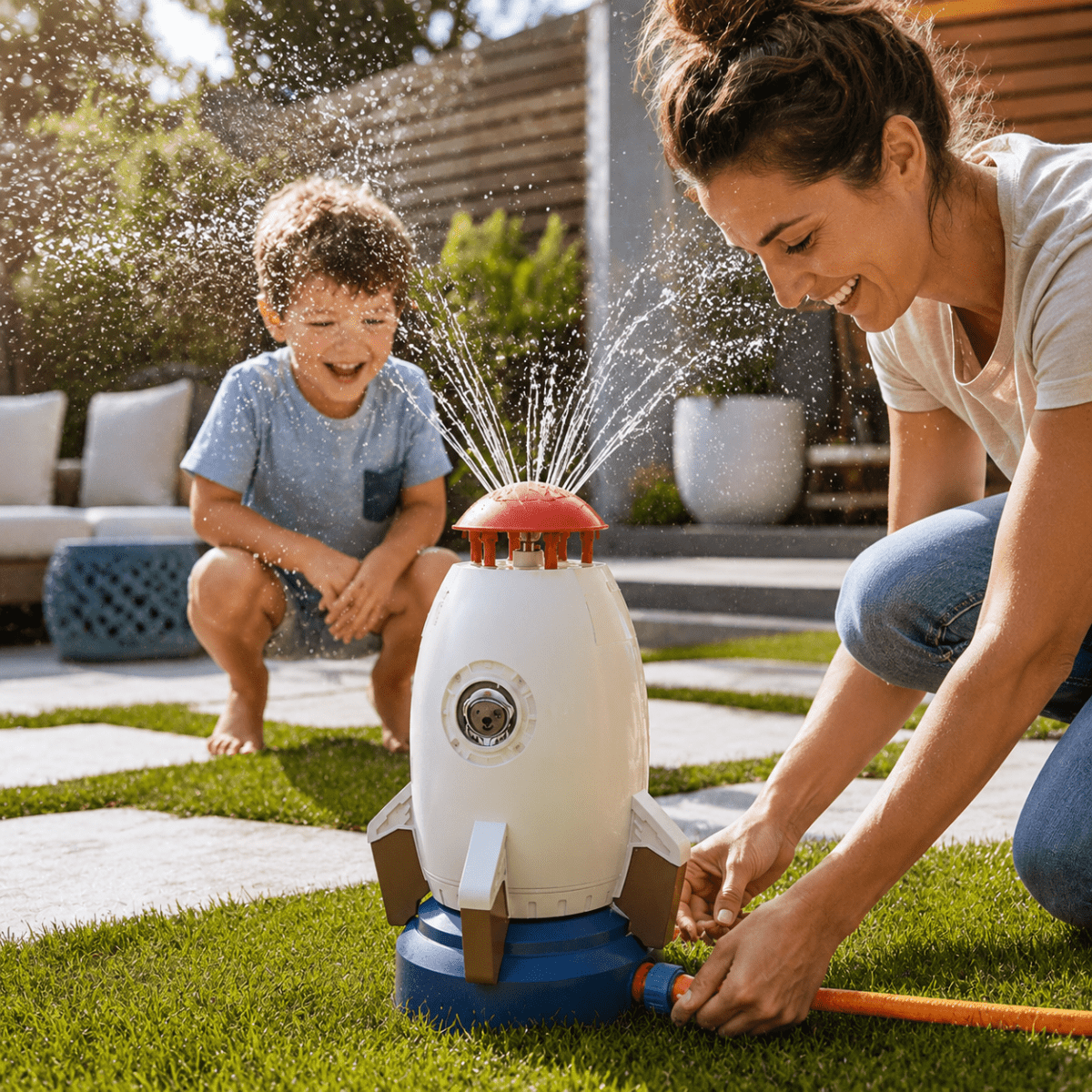 Watersproeier Raket 360° voor Kinderen – Veilig en Duurzaam voor Tuin of Strand