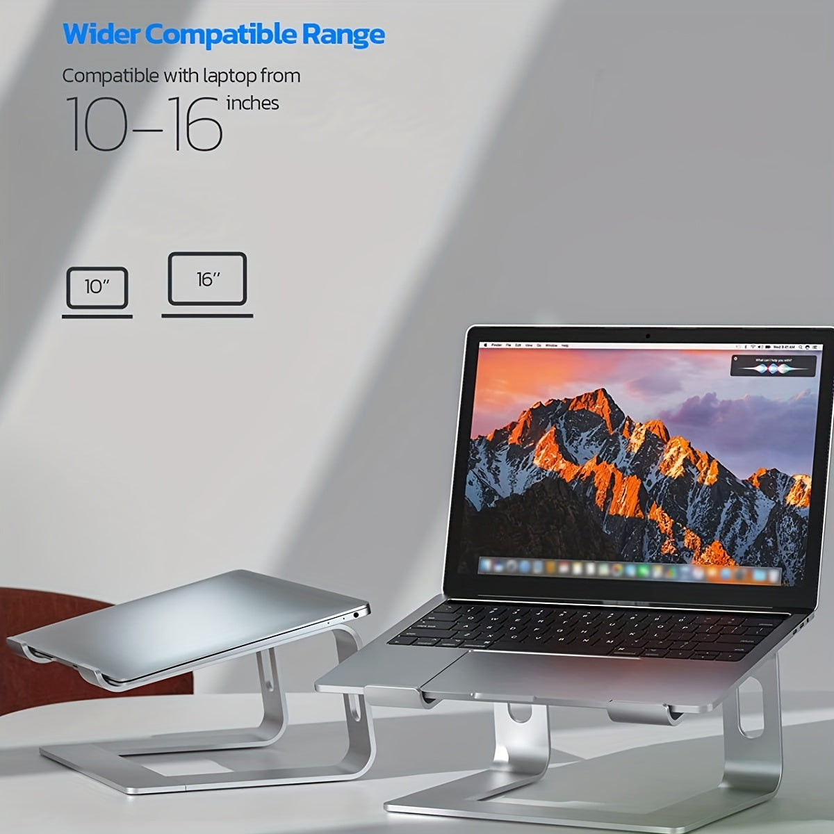 Aluminium laptopstandaard met ergonomisch ontwerp en ventilatie voor bureau en thuiswerken