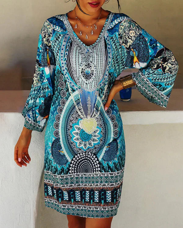 Vrouwelijke Zomerjurk Bloemenprint Losse Jurk Boho Stijl