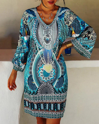 Vrouwelijke Zomerjurk Bloemenprint Losse Jurk Boho Stijl