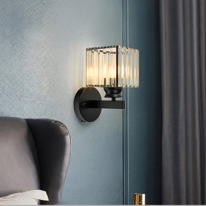 Wandlamp Glas Metaal Zwart 24cm Wandverlichting Woonkamer Slaapkamer Moderne Wandlamp Transparante Kap Accentverlichting