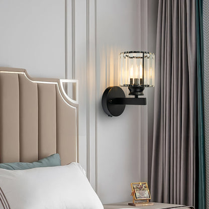 Wandlamp Glas Metaal Zwart 24cm Wandverlichting Woonkamer Slaapkamer Moderne Wandlamp Transparante Kap Accentverlichting