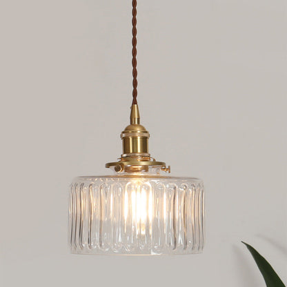 Groene Transparante Glazen Hanglamp Met Ribbelstructuur En Messing Fitting Vintage E27 Plafondlamp Voor Eetkamer Woonkamer En Keuken