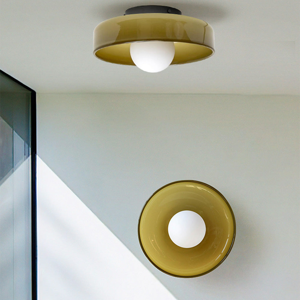 Mulon Plafondlamp en Wandlamp Glas G9 Amber Woonkamer Slaapkamer Design Verlichting Modern Rond