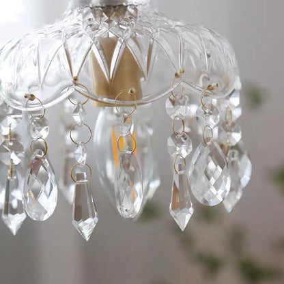 Kristallen Hanglamp Koper E14 Vintage Bloem K9 Kristal Glas Slaapkamer Hal Entree Romantisch Pendellamp Antiek