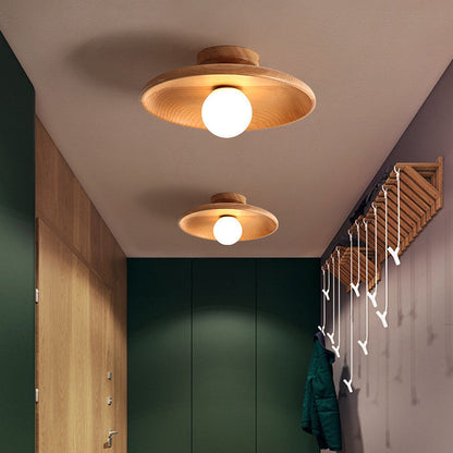 LED Plafondlamp Hout 15cm G4 Warm Licht Woonkamer Slaapkamer Gang Houten Plafondlamp Compact Rond Design