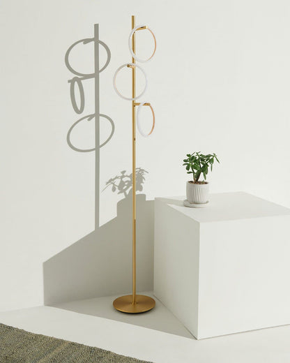 Vloerlamp Ring LED Dimbaar Goud Metaal 3 Lichtkringen Modern