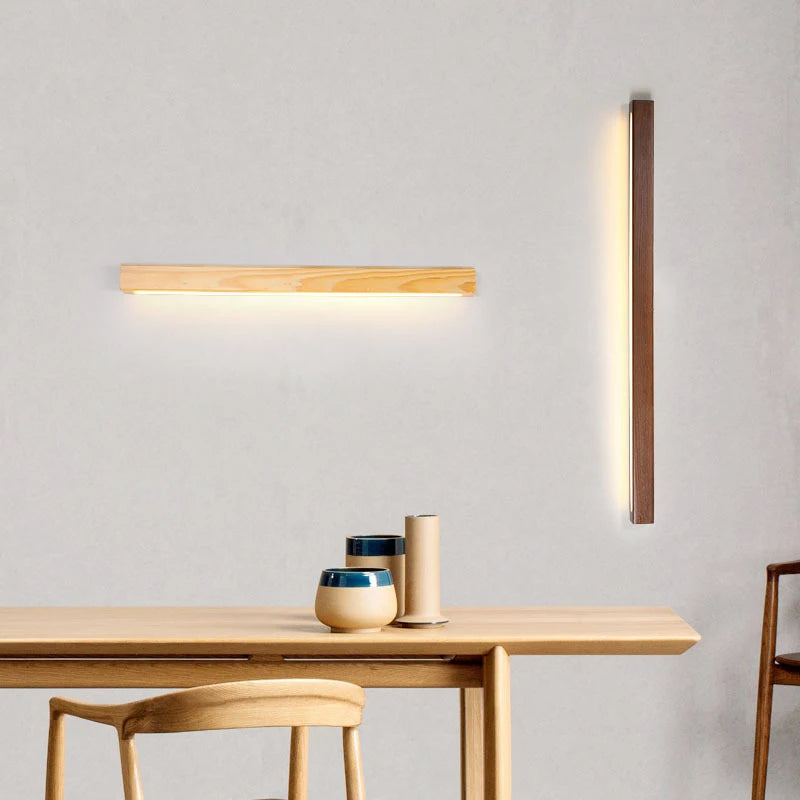 LED Wandlamp Hout Lineair Warm Wit Badkamer Slaapkamer Wandverlichting Modern Minimalistisch Lichtbalk