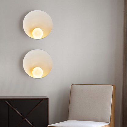 Wandlamp Resin Glas Rond 23x23cm Wit Houtkleur G4 Slaapkamer Woonkamer Sfeerverlichting