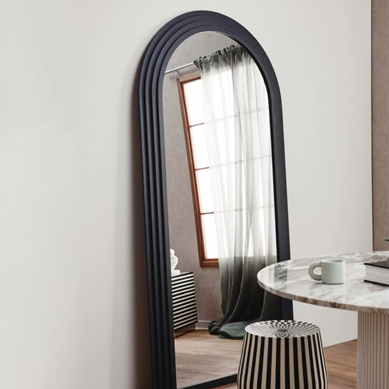 Luxe Staande Spiegel met Houten Boogframe – Volle Lengte Wandspiegel 120x200cm Antiek Wit, Khaki of Zwart