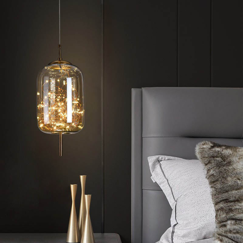 Glazen LED Hanglamp met Warm Scandinavisch Design – Amber of Grijs 24W
