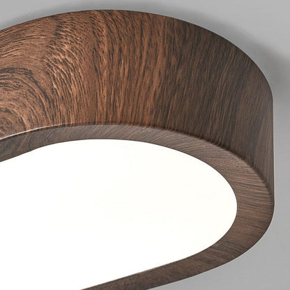 Plafondlamp Hout met Ingebouwde LED 8W – Moderne Flush Mount Verlichting in Natuurlijke Houtnerf Finish