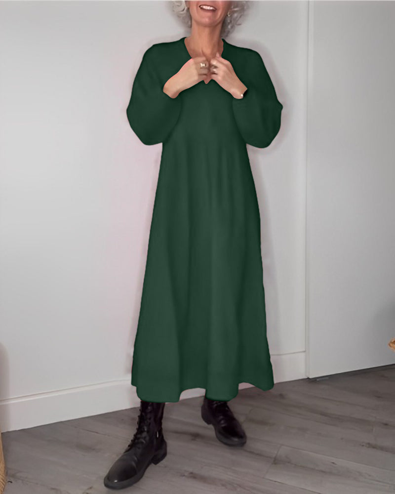 Elegante Jurk met Tas en Lange Mouw