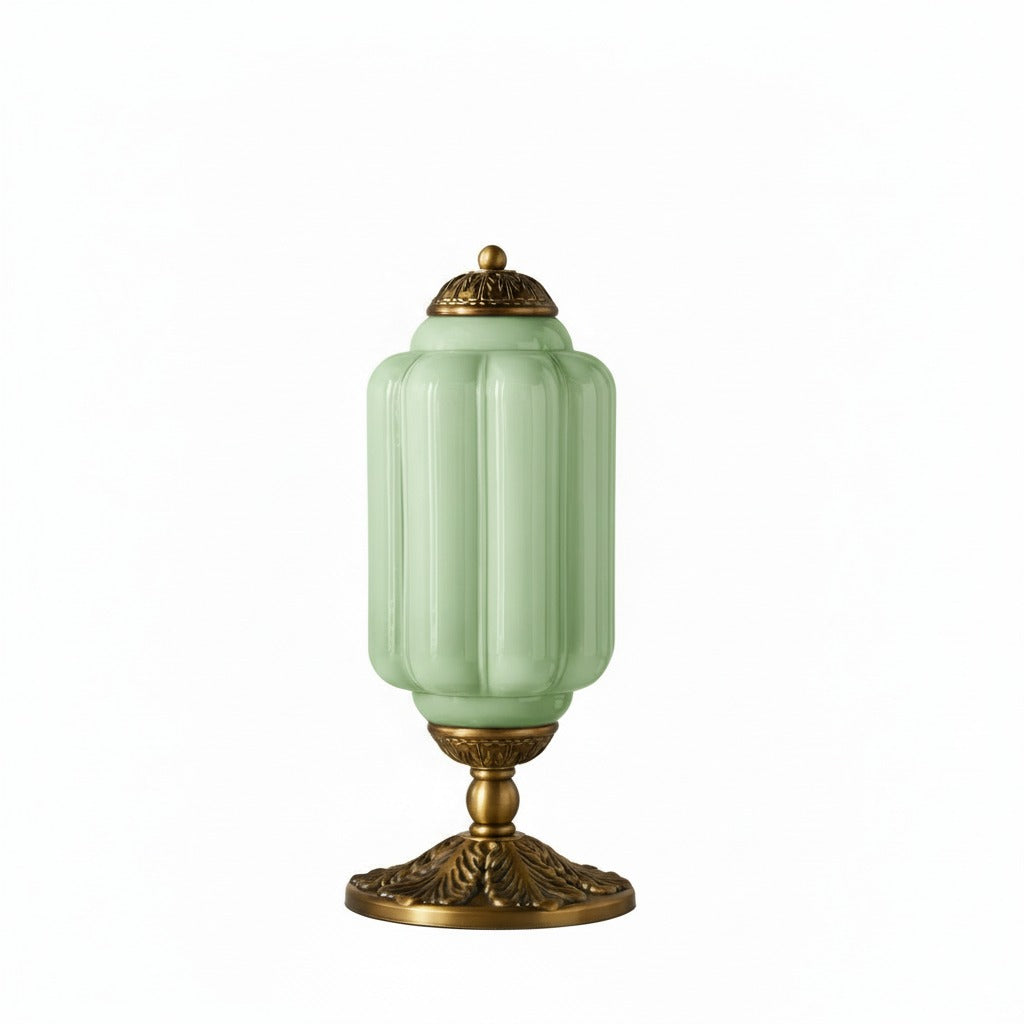 Glazen Tafellamp met Scallop Design Vintage Stijl Slaapkamer Woonkamer Accentverlichting Zwart Messing Matglas