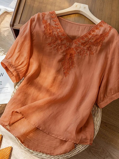 Zomerblouse Vrouw Zonnestraal Licht Katoen