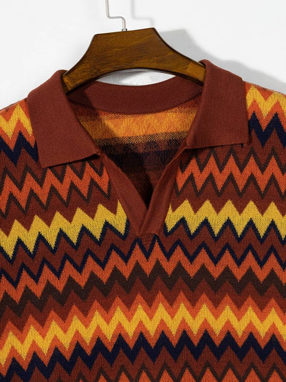 Retro Trui Zigzag Patroon Vintage Look