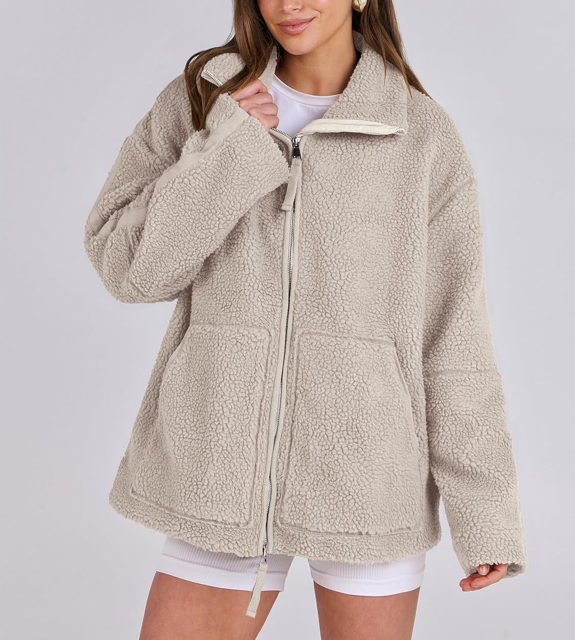 Dames Fleece Winterjas Warm en Zachte Oversized