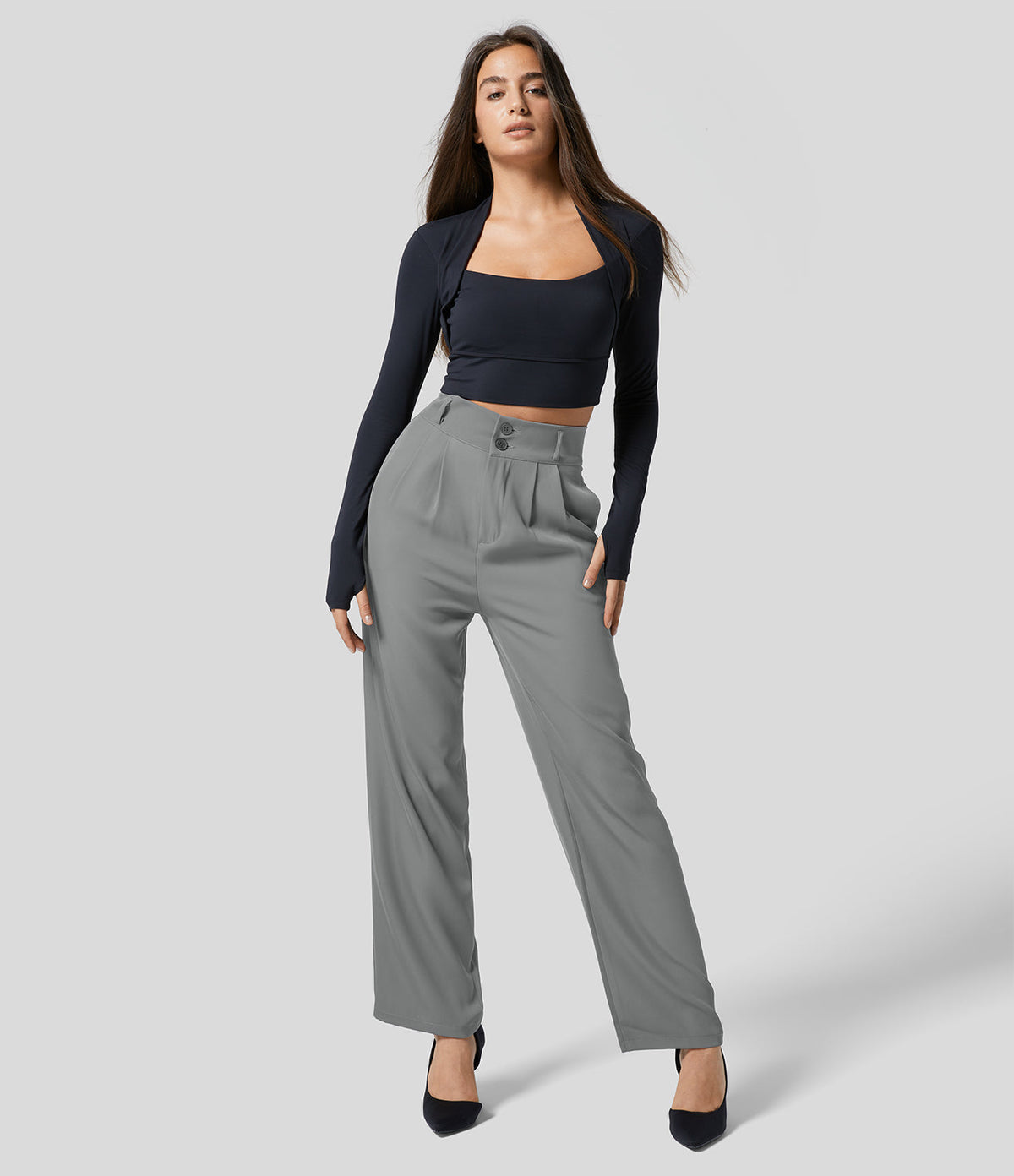 Damesbroek Hoge Taille Rechte Pijpen Comfortabele Fit - StudioMarella