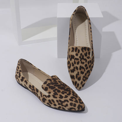 Dames Ballerina's Comfortabele Panterprint Puntneus Schoenen