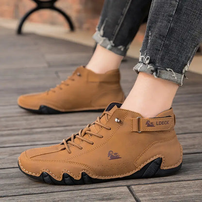 Waterdichte Heren Laarsschoenen met Hoge Schacht en Elastische Sluiting Kunstleer Robuust Straatmode