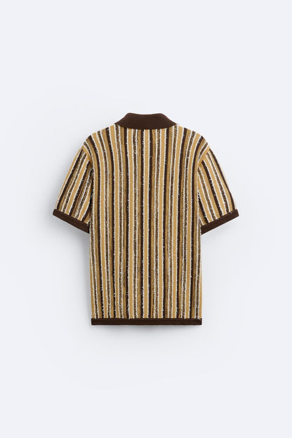 Klassiek Poloshirt met Strepen Retro Gebreid