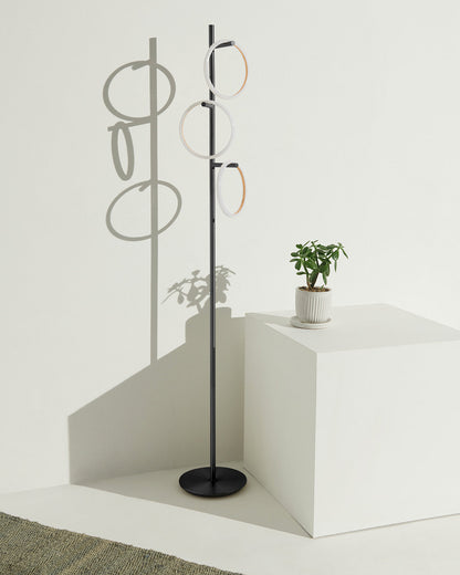 Vloerlamp Ring LED Dimbaar Goud Metaal 3 Lichtkringen Modern
