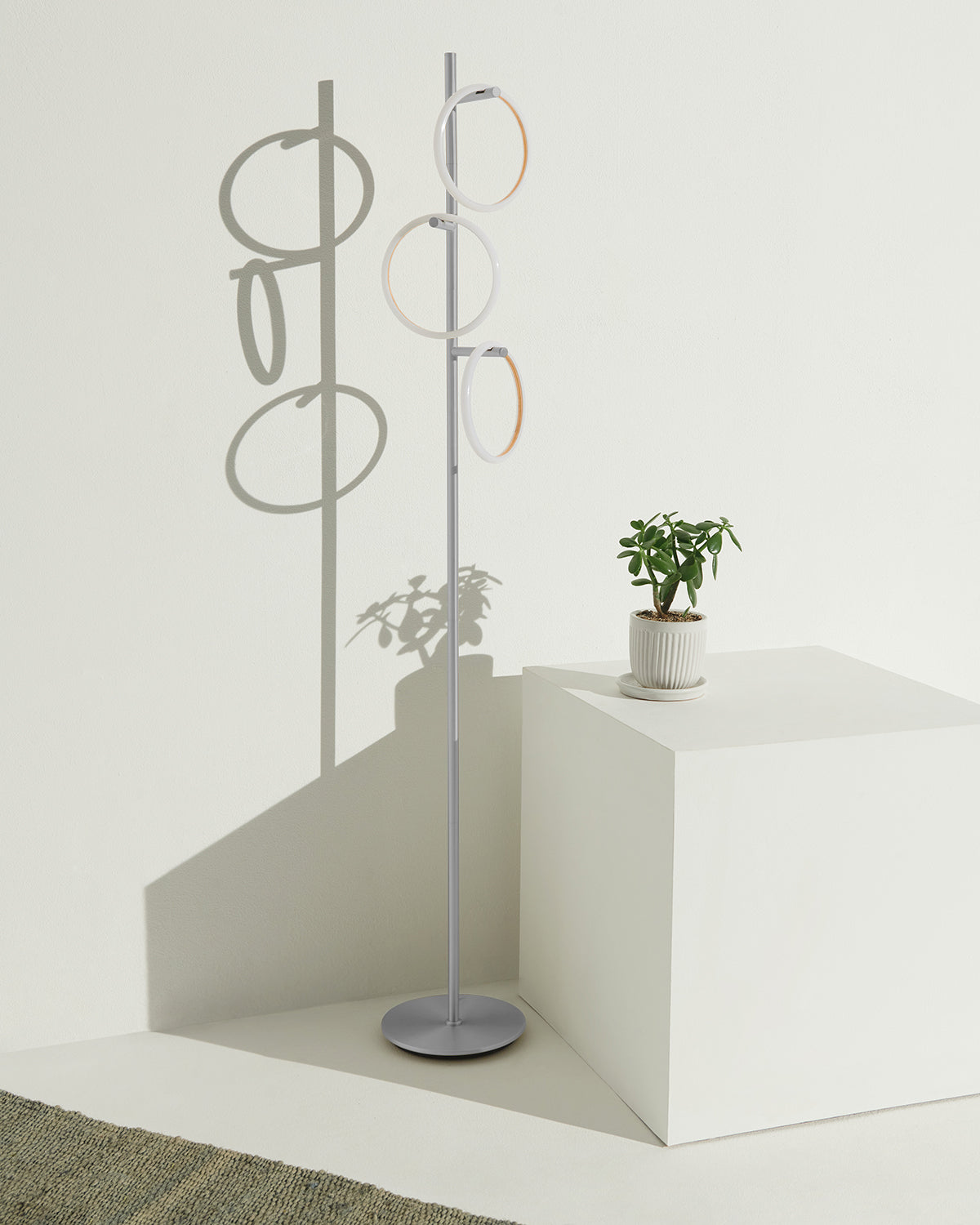 Vloerlamp Ring LED Dimbaar Goud Metaal 3 Lichtkringen Modern