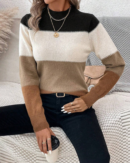 Dames Trui Colorblock Warm en Stijlvol
