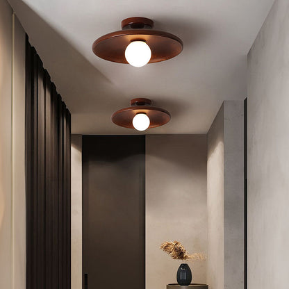 LED Plafondlamp Hout 15cm G4 Warm Licht Woonkamer Slaapkamer Gang Houten Plafondlamp Compact Rond Design