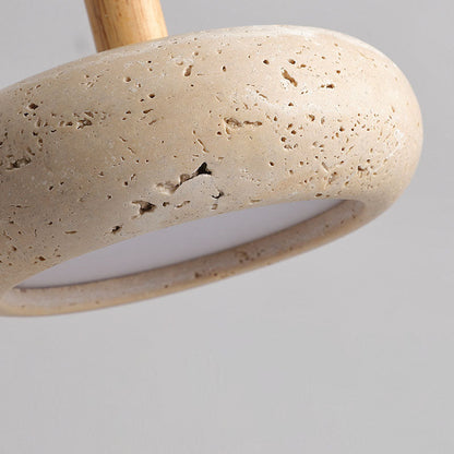 Zen Hanglamp met Natuursteen Kap en Houten Accent – Scandinavisch Design met Geïntegreerde LED