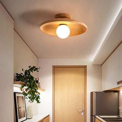 LED Plafondlamp Hout 15cm G4 Warm Licht Woonkamer Slaapkamer Gang Houten Plafondlamp Compact Rond Design