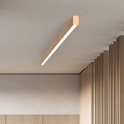 LED Plafondlamp Hout Langwerpig Aluminium Woonkamer Slaapkamer 60cm 100cm 120cm Ingebouwde LED Lijnlamp Houten Plafonnière Japandi