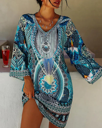 Vrouwelijke Zomerjurk Bloemenprint Losse Jurk Boho Stijl - StudioMarella