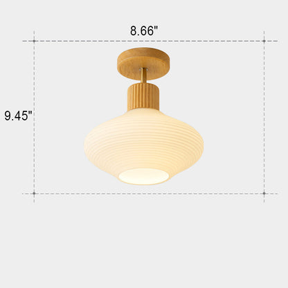 Japandi Plafondlamp Hout & Glas – Natuurlijke Elegantie voor Hal, Woonkamer en Slaapkamer