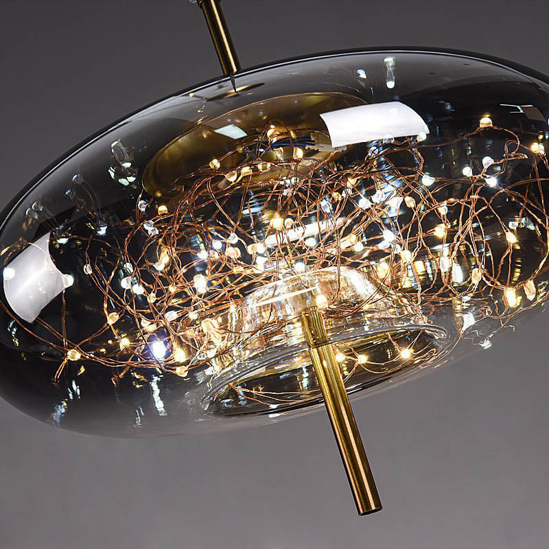 Glazen LED Hanglamp met Warm Scandinavisch Design – Amber of Grijs 24W