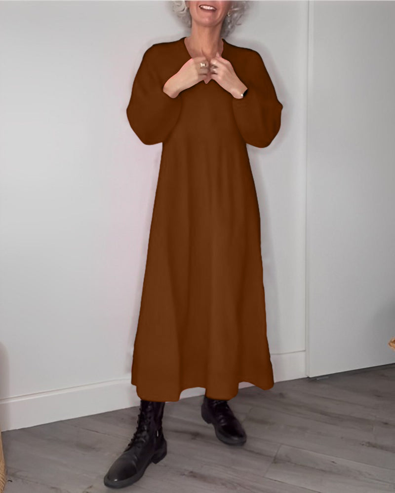 Elegante Jurk met Tas en Lange Mouw