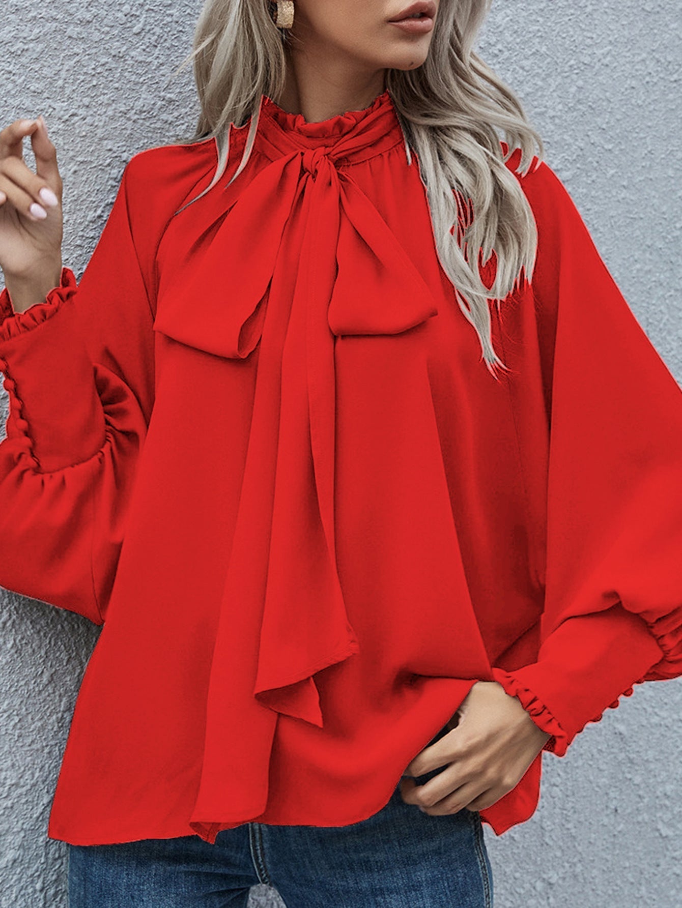 Dames Blouse Strikdetail Elegante Stijl Chique Katoen